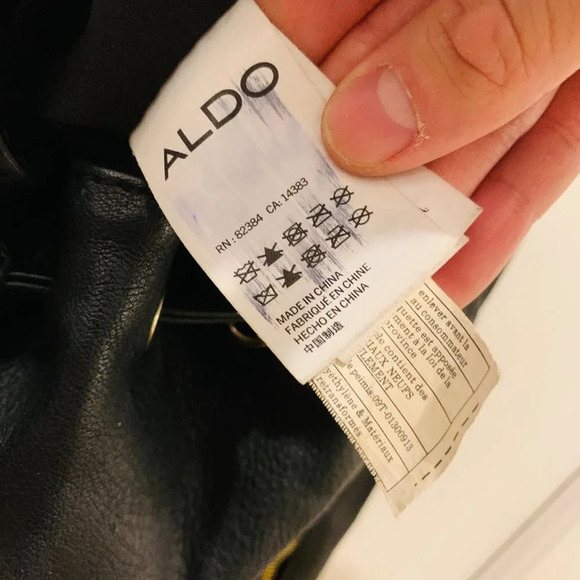 ALDO Black Faux Leather Backpack Book Bag - Picture 12 of 12